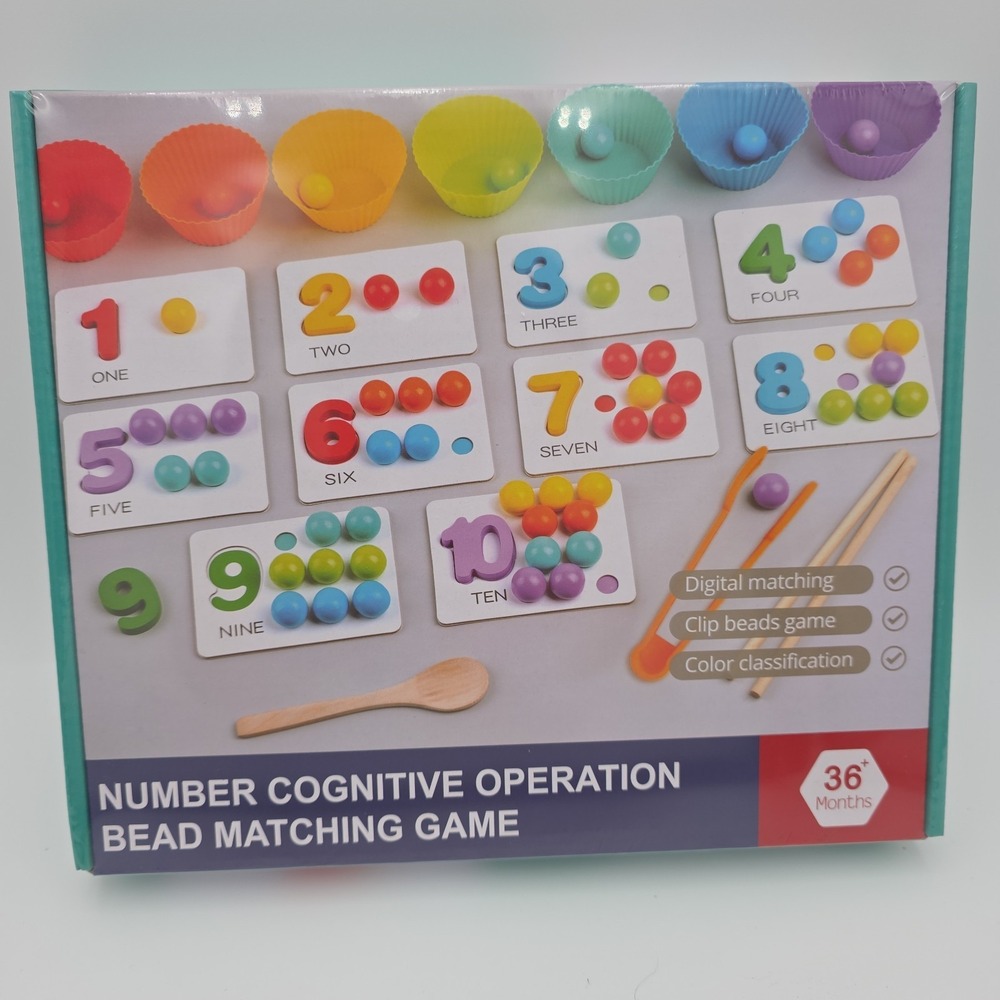 Number Cognitive Operation Bead Matching Game Montessori Home School Wooden PreK
